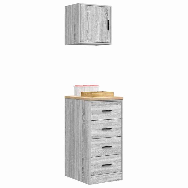 vidaXL Armarios 2 uds para garaje madera ingenier&iacute;a gris sonoma