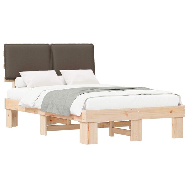 vidaXL Estructura de Cama con Cabecera Tapizada Taupé 120 x 200 cm