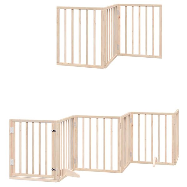 vidaXL Puerta para perros plegable 9 paneles madera de &aacute;lamo 450 cm