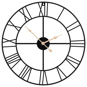 vidaXL Reloj de pared de hierro negro &Oslash;50 cm