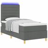 vidaXL Cama Box Spring LED con colch&oacute;n Gris oscuro 90 x 200 cm tela