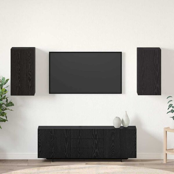 vidaXL Mueble de TV de Pared 2 pcs Roble Negro 30,5 x 30 x 60 cm