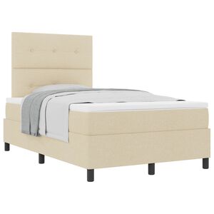 vidaXL Cama tipo Box Spring con colch&oacute;n Crema 120 x 200 cm tela
