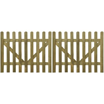 vidaXL Puerta de valla 2 unidades madera impregnada 300x120 cm