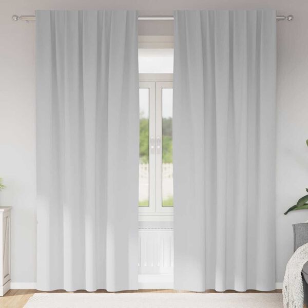 vidaXL Cortinas Opacas con Anillas 2 pcs Gris P&aacute;lido 245 x 140 cm