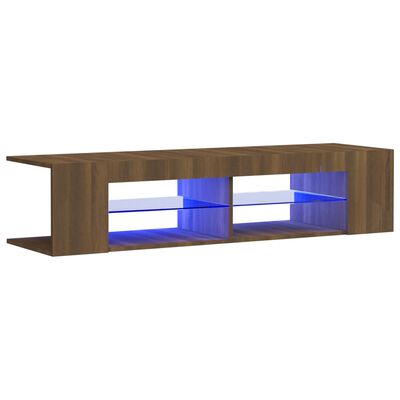 vidaXL Mueble de TV con luces LED marrón roble 135x39x30 cm