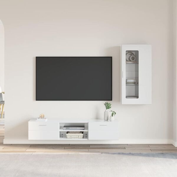 vidaXL Conjunto de mueble de TV FLORIN brillante Madera de ingenier&iacute;a