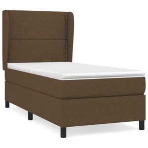 vidaXL Cama box spring con colch&oacute;n tela marr&oacute;n oscuro 100x200 cm