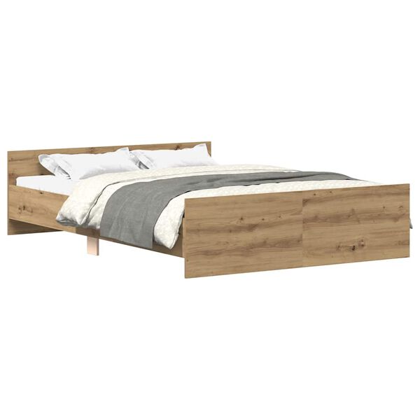 vidaXL Estructura de cama sin colch&oacute;n roble artesanal 140x190 cm