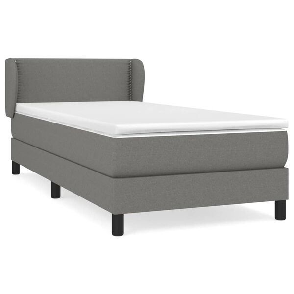vidaXL Cama box spring con colch&oacute;n tela gris oscuro 90x200 cm