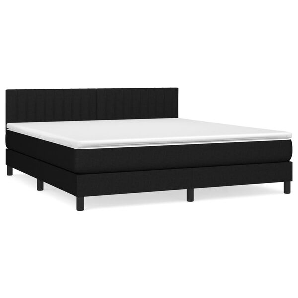 vidaXL Cama box spring con colch&oacute;n tela negro 160x200 cm