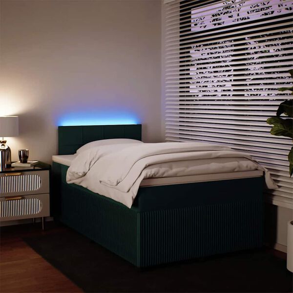 vidaXL Cama box spring con colch&oacute;n terciopelo verde oscuro 120x200 cm