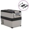 vidaXL Nevera con asa y adaptador PP y PE negro y gris 35 L