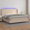 vidaXL Cama box spring colch&oacute;n LED cuero sint&eacute;tico capuchino 200x200cm