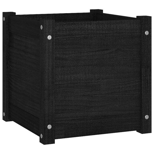 vidaXL Jardinera de madera maciza de pino negro 40x40x40 cm