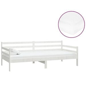 vidaXL Sof&aacute; cama con colch&oacute;n madera de pino maciza blanco 90x200 cm