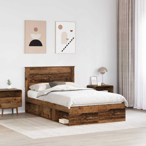 vidaXL Estructura de cama con cabecera Madera vieja 120 x 200 cm