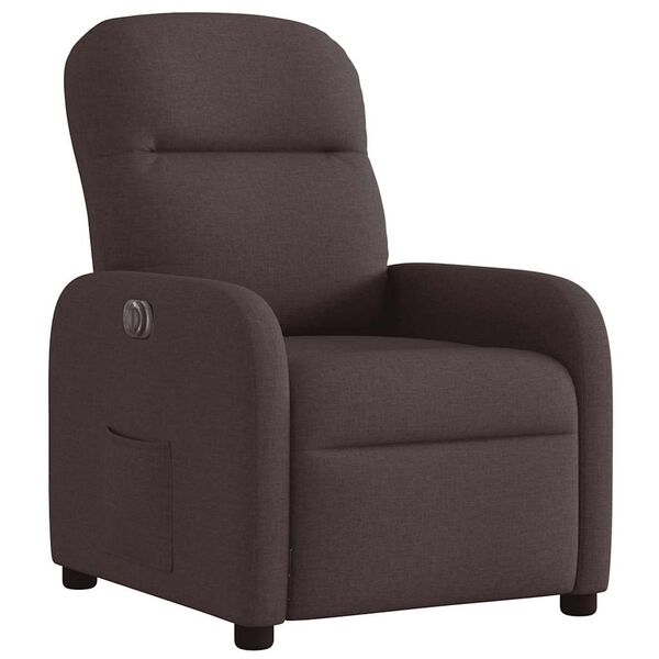 vidaXL Sill&oacute;n reclinable el&eacute;ctrico tela marr&oacute;n oscuro
