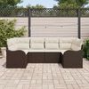 vidaXL Conjunto de sof&aacute; de jard&iacute;n 6 pcs Marr&oacute;n y blanco Polirat&aacute;n