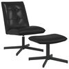 vidaXL Sill&oacute;n giratorio con reposapi&eacute;s Negro Cuero sint&eacute;tico