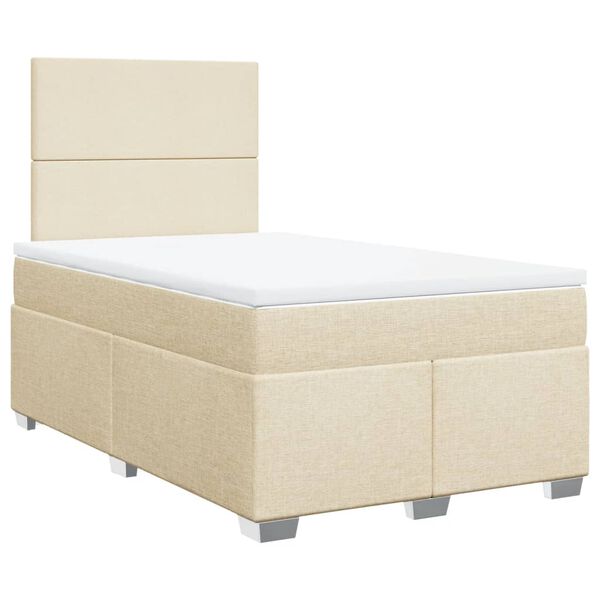 vidaXL Cama box spring con colch&oacute;n tela color crema 120x190 cm