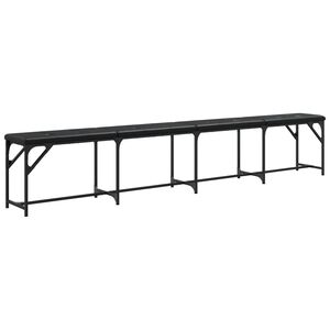 vidaXL Banco de comedor acero y cuero sint&eacute;tico negro 248x32x45 cm