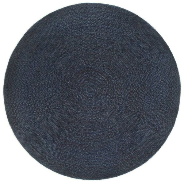 vidaXL Alfombra trenzada reversible yute azul marino y natural 90 cm