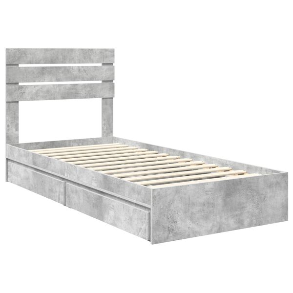 vidaXL Cama con almacenamiento con cabecera Gris Concreto 70 x 190 cm