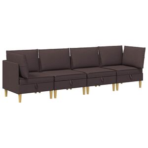 vidaXL Juego de sof&aacute; modular con almacenamiento 4 uds. Marr&oacute;n Oscuro