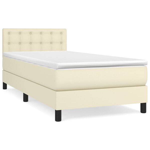 vidaXL Cama box spring con colch&oacute;n cuero sint&eacute;tico crema 80x200 cm
