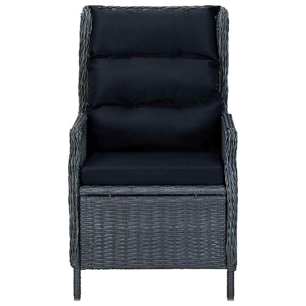 vidaXL Sillón reclinable de jardín cojines ratán sintético gris oscuro