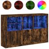 vidaXL Aparador con luces LED roble ahumado 162x37x100 cm