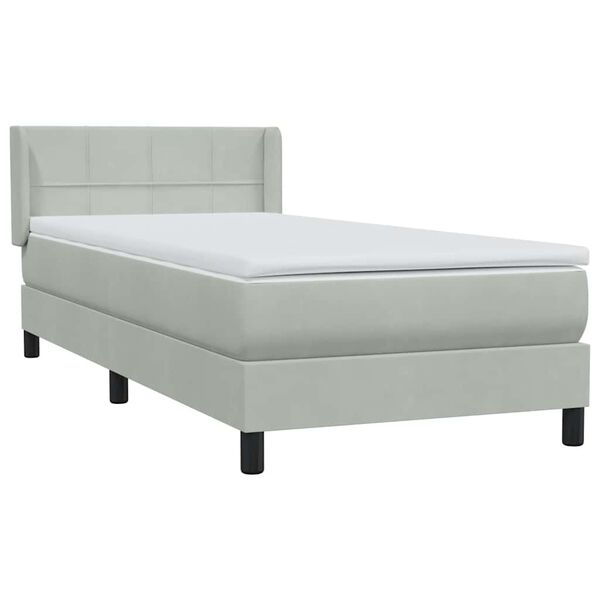 vidaXL Cama box spring con colch&oacute;n terciopelo gris claro 100x210 cm