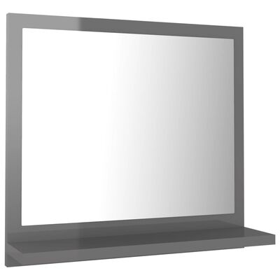 vidaXL Espejo de baño aglomerado gris brillante 40x10,5x37 cm