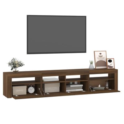 vidaXL Mueble de TV con luces LED marrón roble 210x35x40 cm