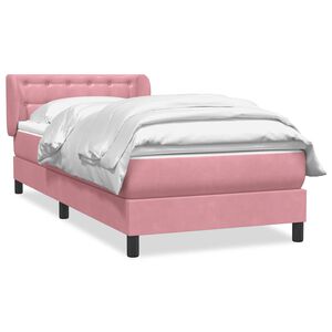 vidaXL Cama box spring con colch&oacute;n terciopelo rosa 90x220 cm