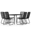 vidaXL Juego de comedor de jard&iacute;n 7 piezas negro