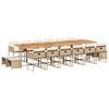vidaXL Set comedor de jard&iacute;n 17 pzas con cojines rat&aacute;n sint&eacute;tico beige