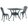 vidaXL Conjunto de mesa de jard&iacute;n 3 pcs Verde Aluminio fundido