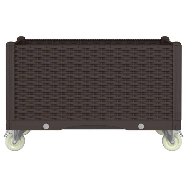vidaXL Jardinera con ruedas PP marrón 80x50x54 cm