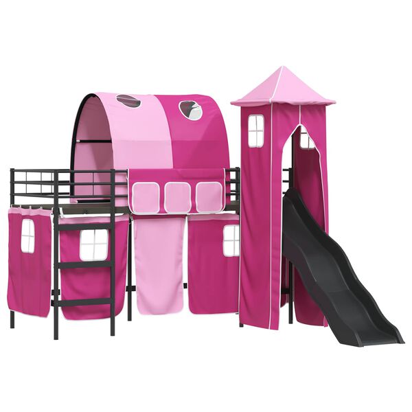 vidaXL Estructura de litera para ni&ntilde;os Negro y Rosa 99,5 x 190 cm