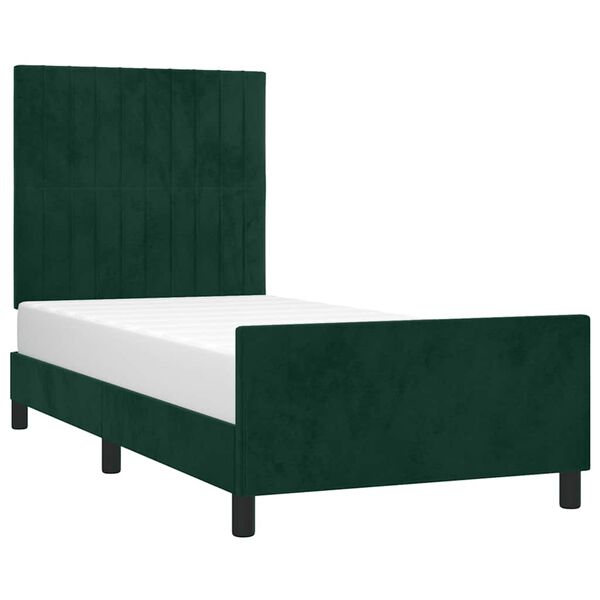 vidaXL Estructura de cama sin colch&oacute;n terciopelo verde oscuro 90x200cm