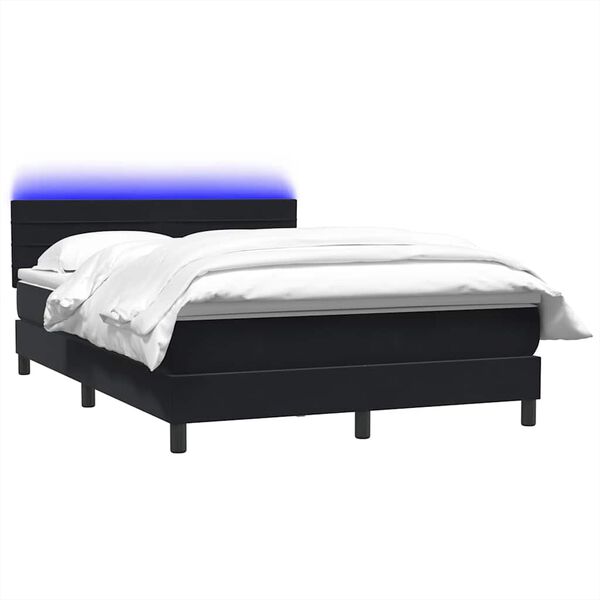 vidaXL Cama box spring con colch&oacute;n y LED terciopelo negro 160x210 cm