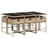 vidaXL Set comedor de jard&iacute;n 7 pzas con cojines rat&aacute;n sint&eacute;tico beige