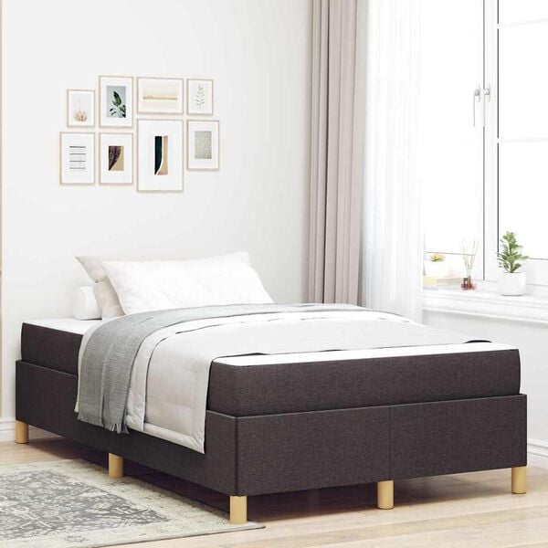 vidaXL Estructura de cama con colch&oacute;n Marr&oacute;n Oscuro 120 x 190 cm tela