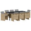 vidaXL Conjunto de Comedor de Jard&iacute;n 9 pcs Beige rat&aacute;n sint&eacute;tico