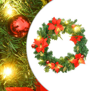 vidaXL Corona de Navidad con luces LED PVC verde 60 cm