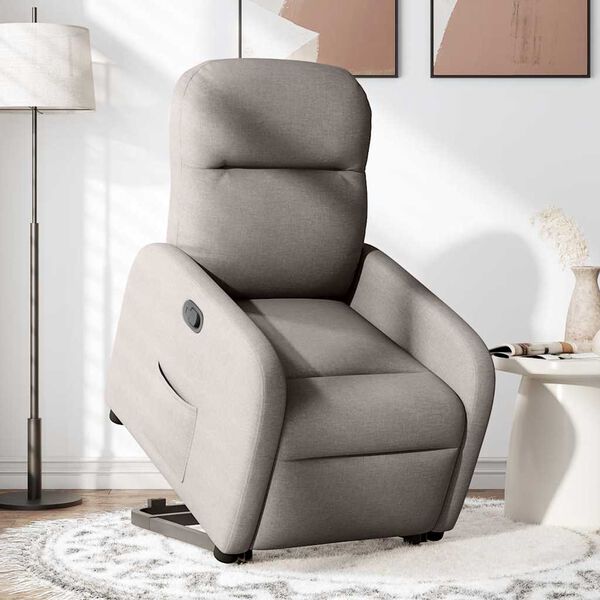 vidaXL Sill&oacute;n reclinable elevable tela gris taupe