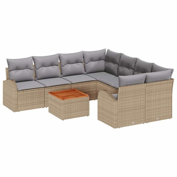 vidaXL Conjunto de sof&aacute;s de jard&iacute;n 9 pcs Beige y Gris Claro
