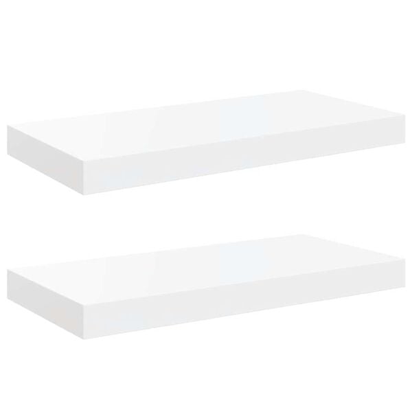 vidaXL Estante flotante de pared 2 uds MDF blanco brillo 50x23x3,8 cm